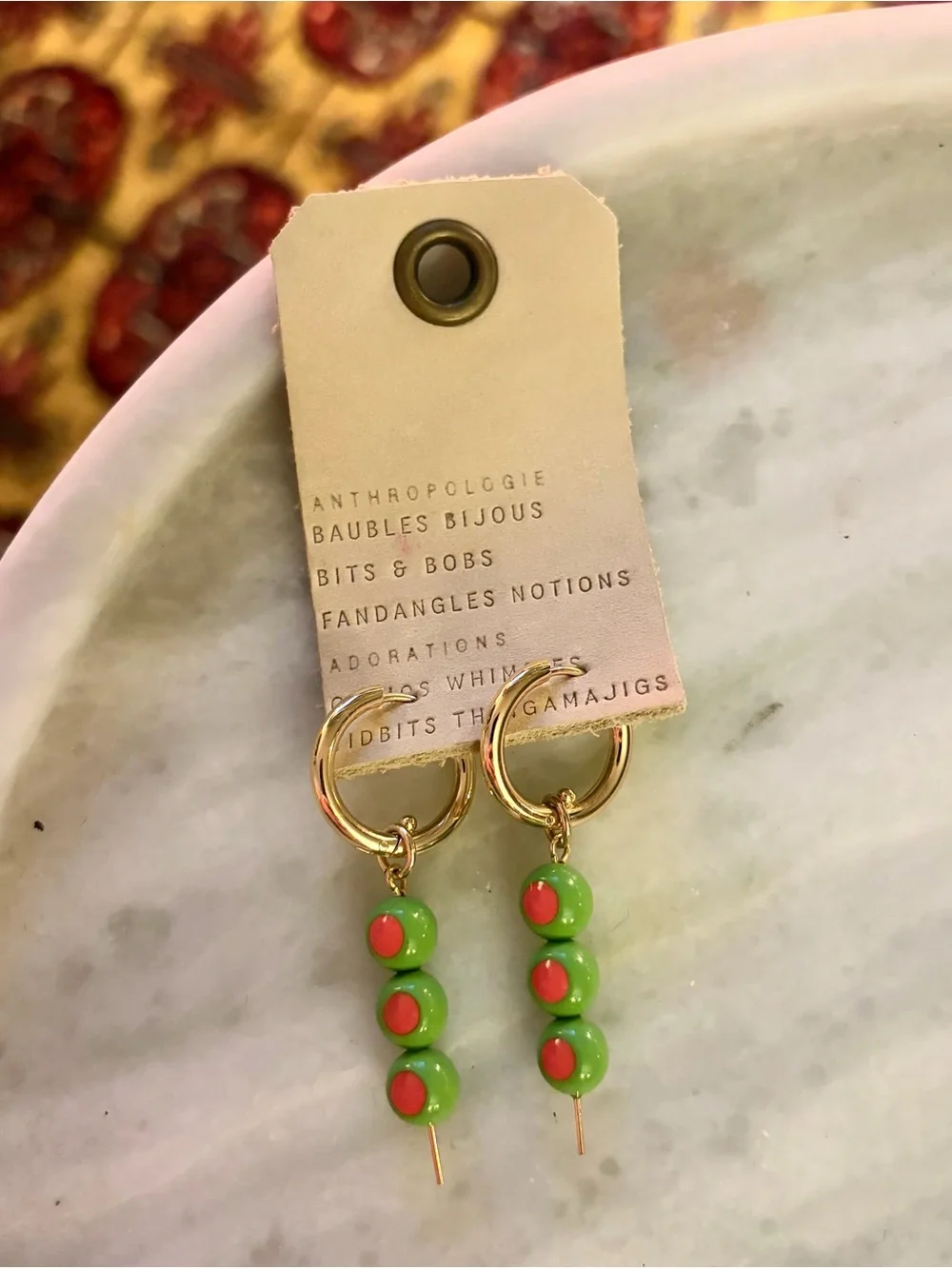 NWT 🏷️ Anthropologie Olive Icon Charm Earrings 🍸🫒